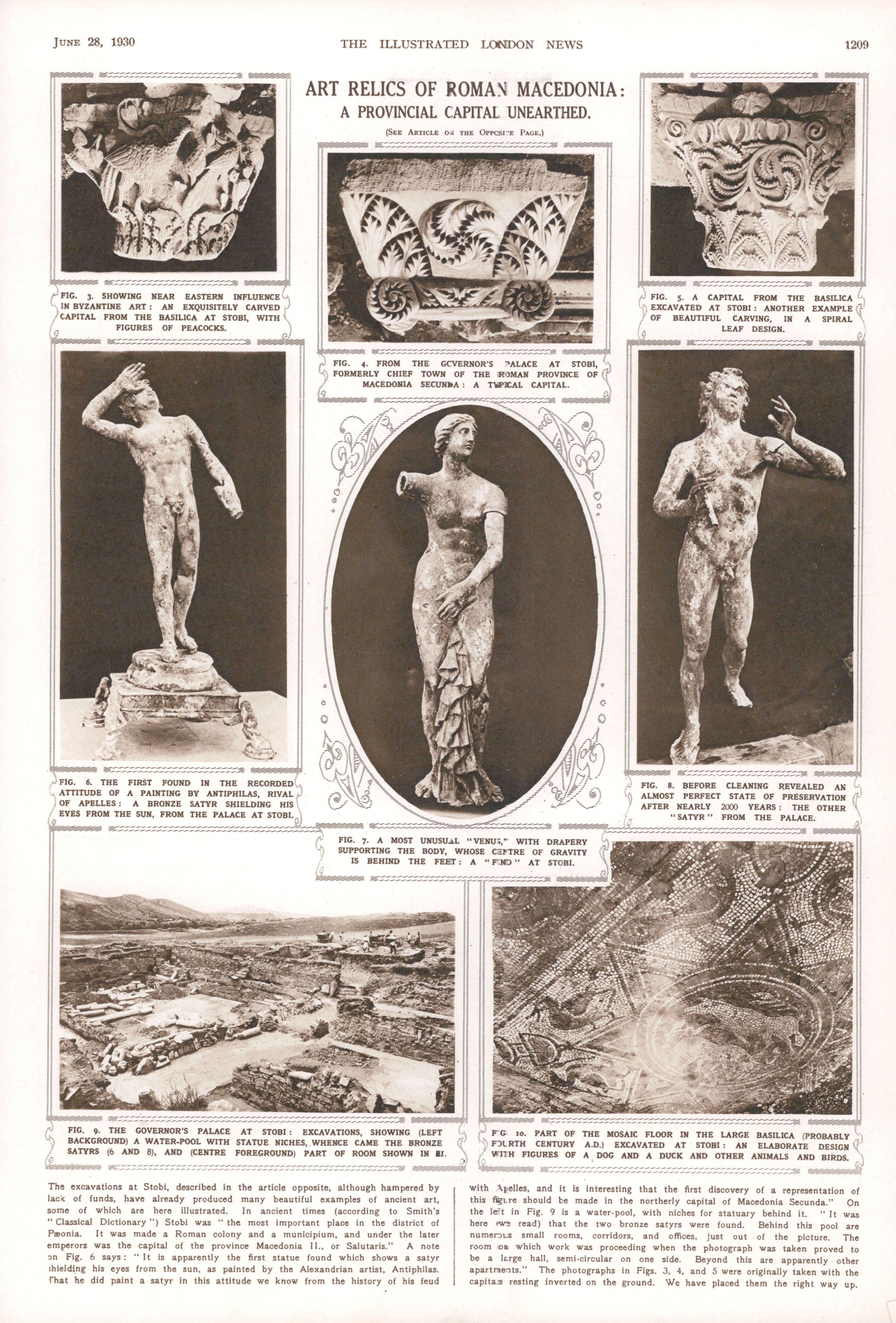 1930 ANTIQUE PRINT ARCHAEOLOGY ROMAN MACEDONIA STOBI PAEONIA  (570)