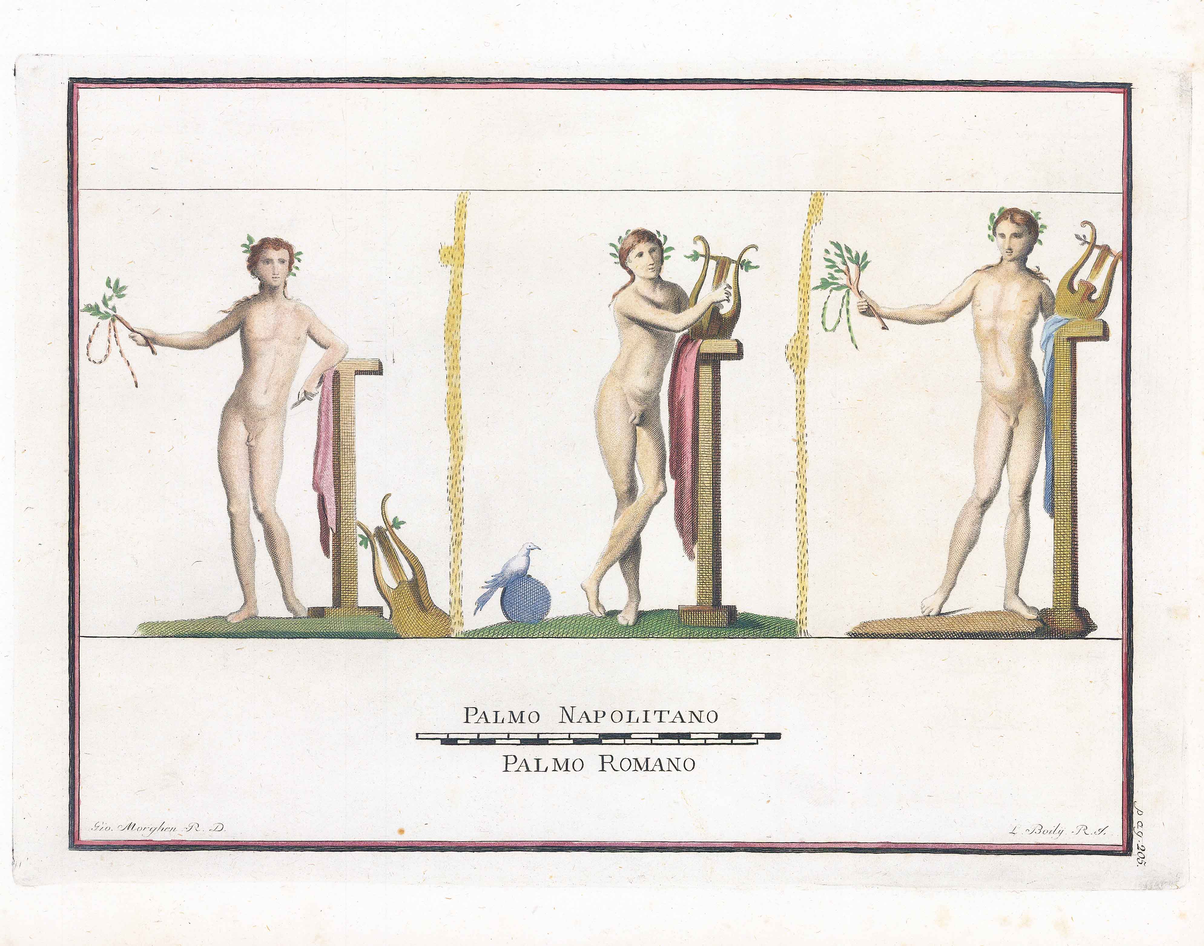 1762 Folio classical art print Herculaneum FRESCO Myth Italian Morghen (HA23)