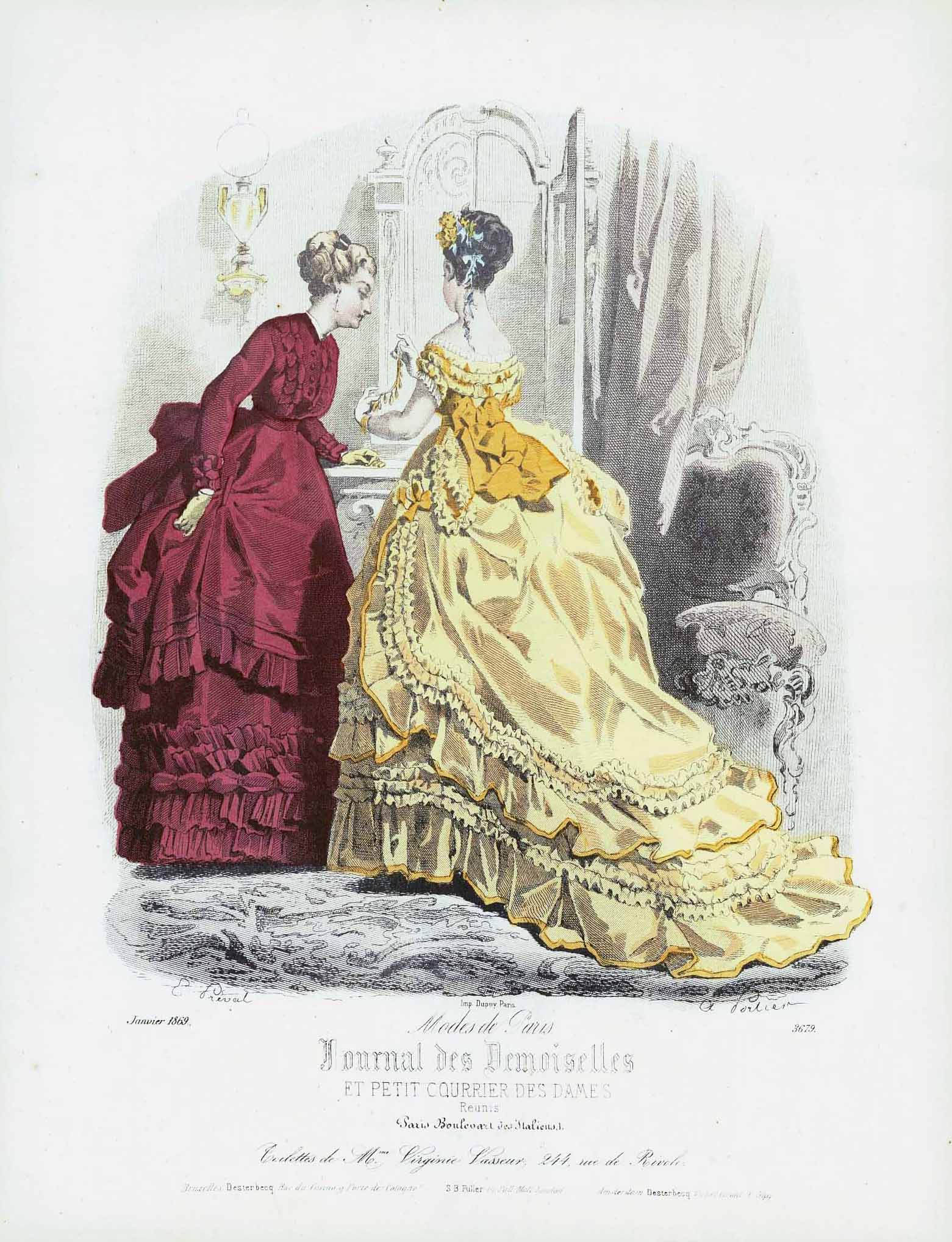 1865 Original Antique print JOURNAL DES DEMOISELLES Paris France FASHION (JDD36)